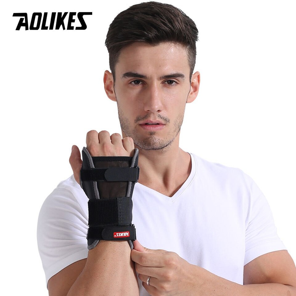 Nẹp cố định khớp cổ tay AOLIKES A-1680 cao cấp thoáng khí có thanh hợp kim nhôm chắc chắn metal plate support wrist