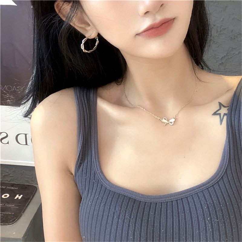 Dây Chuyền Bạc Đính Hạt Ngọc Trai Nhân Tạo Phong Cách Hàn Quốc Nhật Bản F877