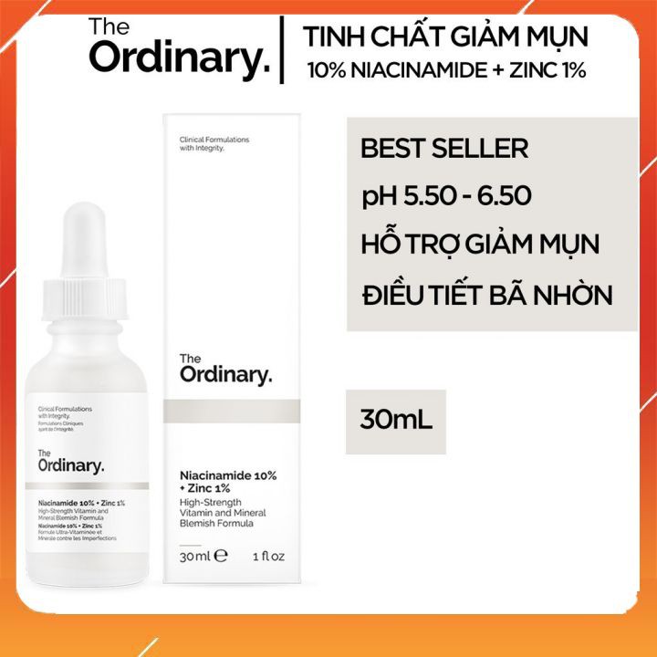 [Ordinary Zinc 1%] Serum The Ordinary Niacinamide 10% + Zinc 1% chính hãng 30ml