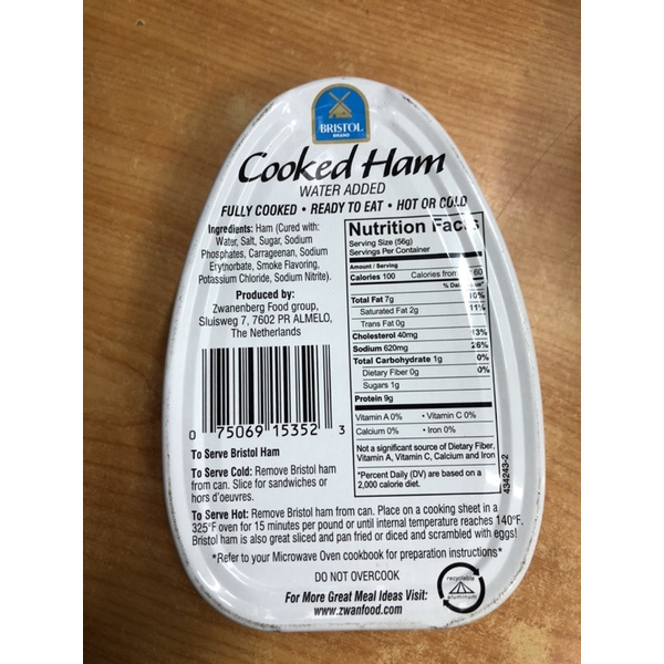 Date 2025 - Thịt Cooked Ham Bristol - USA - 325gr