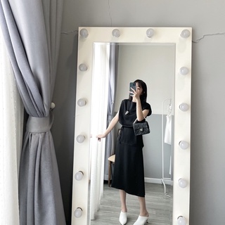chân  váy lụa - ĐEN