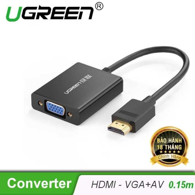 Cáp chuyển đổi HDMI sang VGA có Audio Ugreen 40233 Vỏ nhôm Chính hãng màu đen MM102