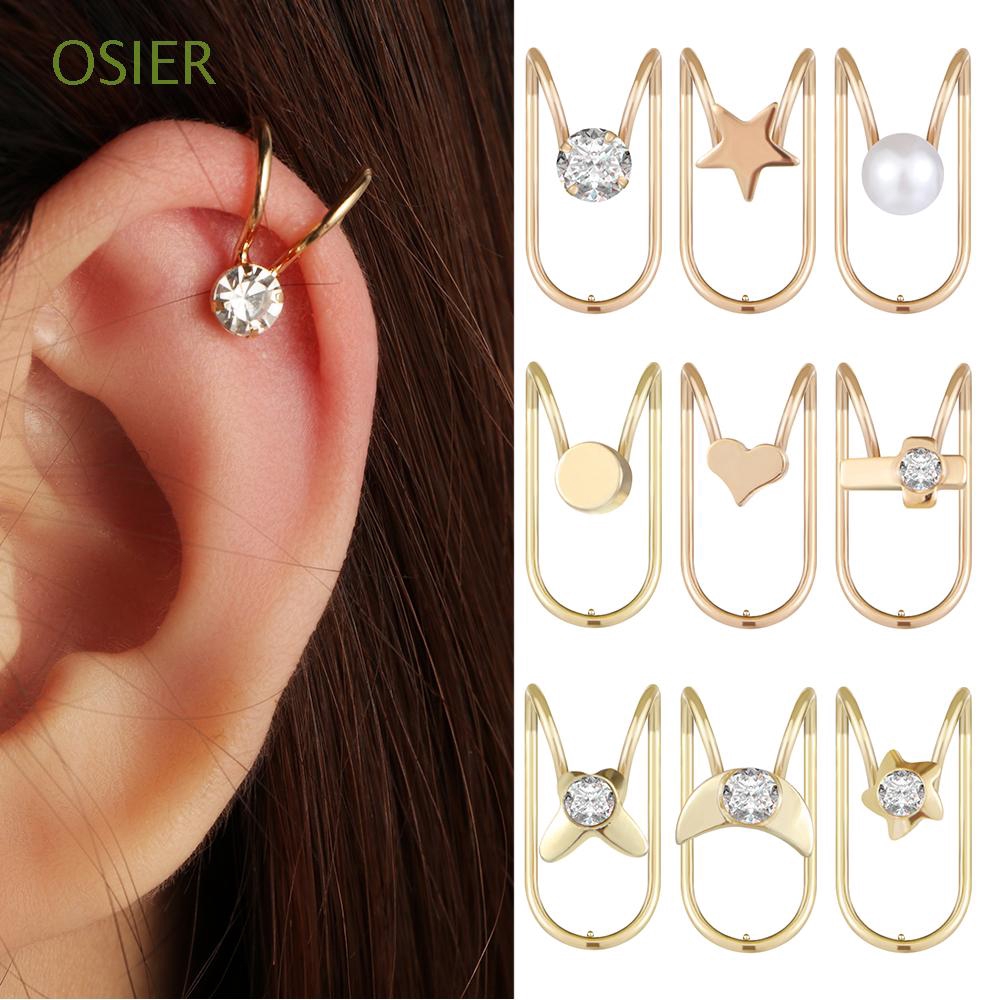 OSIER Pearl Diamond Geometric shape Ladies Jewelry No Piercing Women Gift Ear Cuff Clip