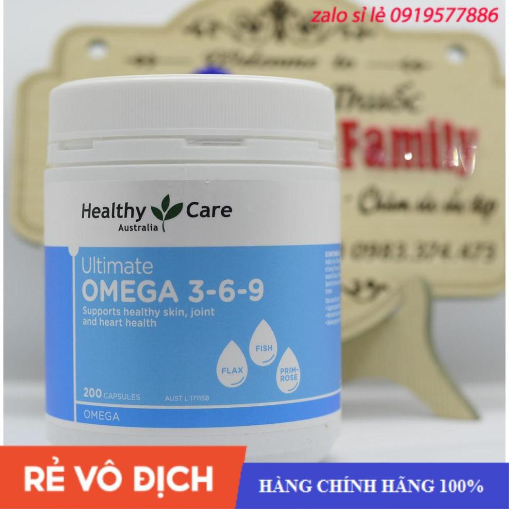 [xách tay úc] Omega 3 6 9 [Úc] Healthy care - 200 viên - Cung cấp Omega EPA DHA