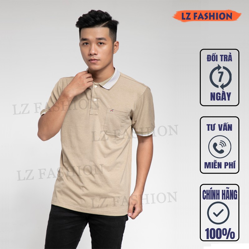 Áo thun polo nam thời trang cổ sọc có túi, chất thun cotton mềm mịn - LZ FASHION - PS088