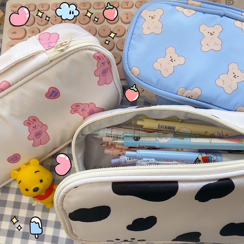 Bóp Viết Cỡ Lớn In Hình Thỏ Bò Sữa Dễ Thương Cho Học Sinh