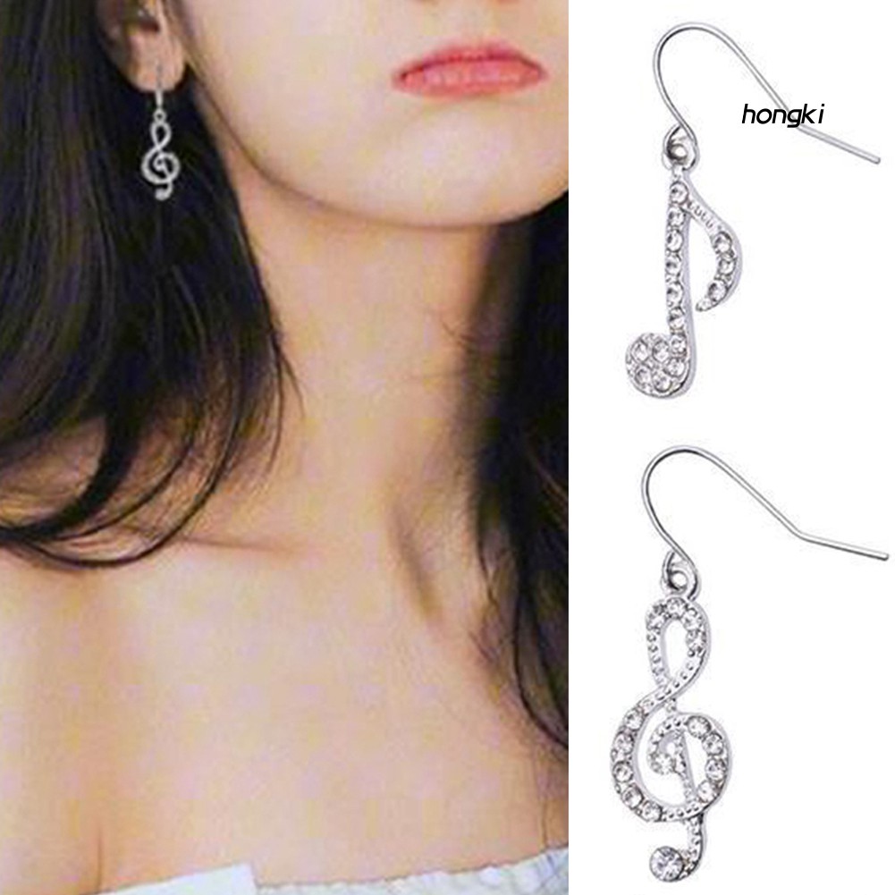 Bông Tai Hình Nốt Nhạc Đính Đá Thời Trang Dành Cho Nữ