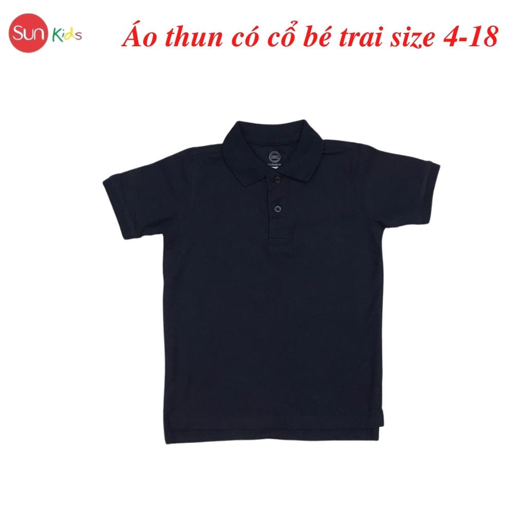 Áo thun bé trai xuất xịn, áo có cổ cho bé, size 4-18, chất cotton mềm mát - SUNKIDS1