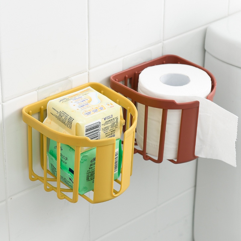 Kệ giỏ đựng giấy vệ sinh đồ đa năng bằng nhựa dán tường tiện dụng