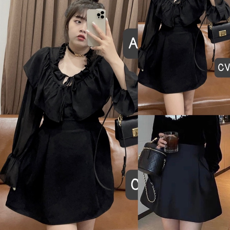 CVA013 Chân Váy Xếp Ly Phồng 2 Túi Hông Maii Thươngg Bigsize