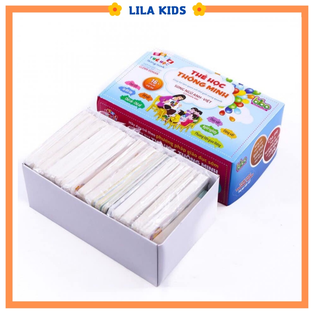 Bộ Thẻ Học Thông Minh Tiếng Anh - Tiếng Việt Có 16 chủ đề Với 416 Thẻ Cho Bé - LILA KIDS