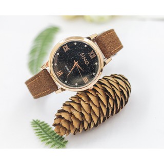 Đồng hồ nữ SINO JAPAN SIKT133 mặt kim tuyết dây da lộn cao cấp + Tặng kèm pin