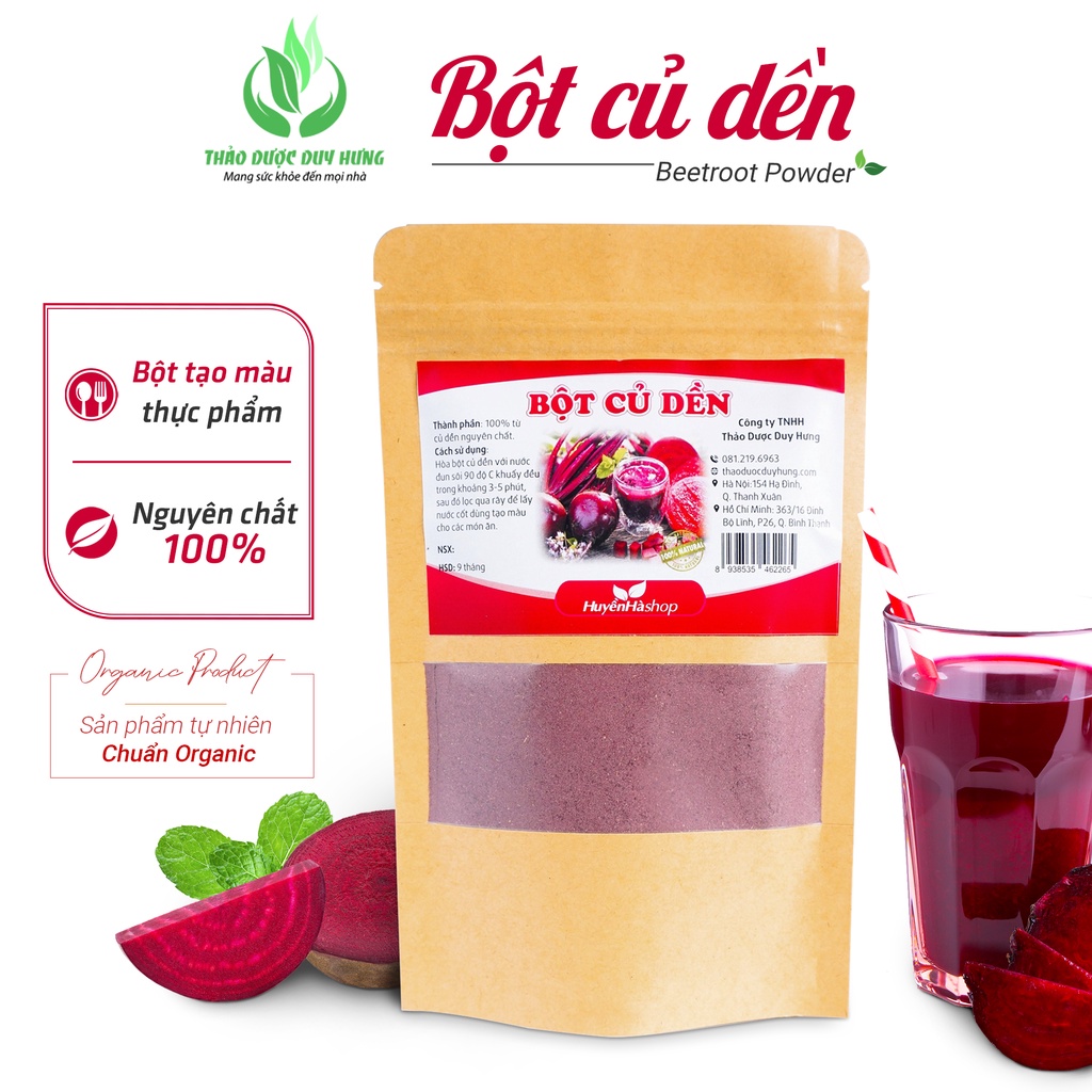 Bột củ dền đỏ hữu cơ nguyên chất - Bột có tác dụng làm đẹp, tạo màu thực phẩm và làm bột ăn dặm cho bé