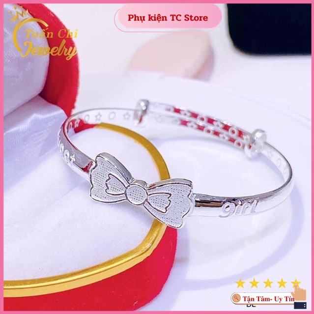 ⚡FREESHIP⚡ Lắc Bạc Cho Bé, Vòng Tay Bạc Trẻ Em Hình Nơ Dễ Thương, Khắc Tên Miễn Phí Cực Ý Nghĩa