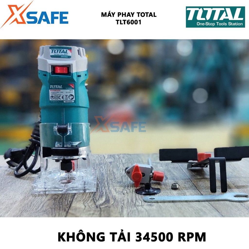Máy phay cắt mép TOTAL TLT6001 | máy phay gỗ công suất 600W tốc độ không tải 34500 rpm đường kính mũi  6.0 mm và 1/4''