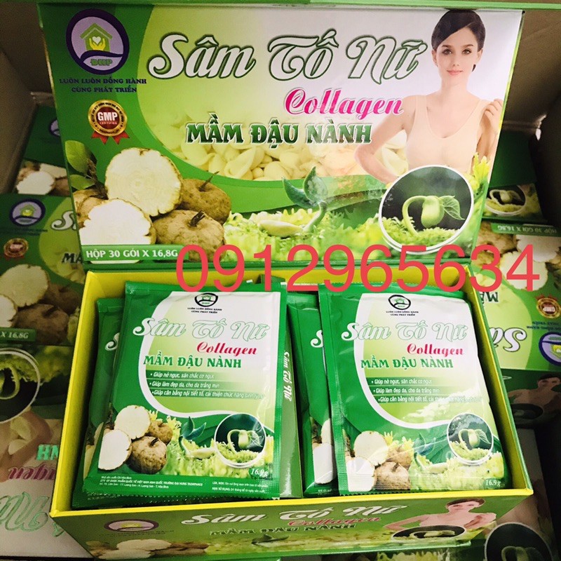 SÂM TỐ NỮ COLLAGEN MẦM ĐẬU NÀNH cân bằng nội tiết giúp nở ngực săn chắc tốt cho phụ nữ