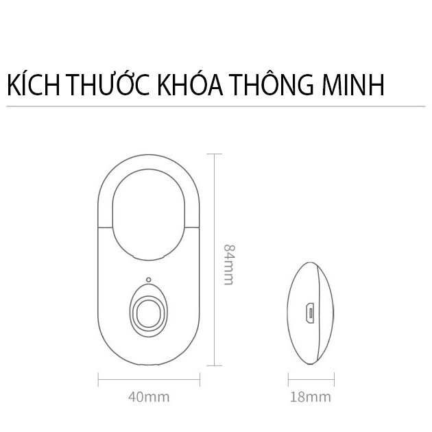 Khóa vân tay cao cấp Xiaomi Hualai Xiaofang, khóa thông minh cho túi sách, vali, khóa túi tài liệu, điều khiển qua app