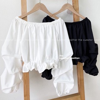 [FREESHIP] ÁO TRỄ VAI CROPTOP NỮ TÍNH KIỂU DÁNG ÁO CROPTOP TRỄ VAI KẺ CARO TAY BỒNG - ÁO CROPTOP DÀI TAY