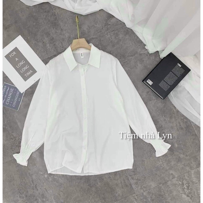 Áo Sơ Mi Nữ Trắng Công Sở / Áo Sơ Mi  Kiểu Bo Chun Tay Hàn Quốc | BigBuy360 - bigbuy360.vn