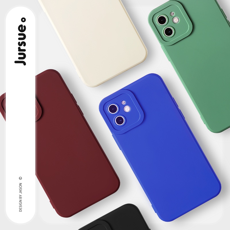 Ốp điện thoại JURSUE silicon mềm chống sốc cạnh vuông thích hợp cho iPhone 13 12 11 ProMax SE 2020 X XR XS 8 7 6S 6Plus