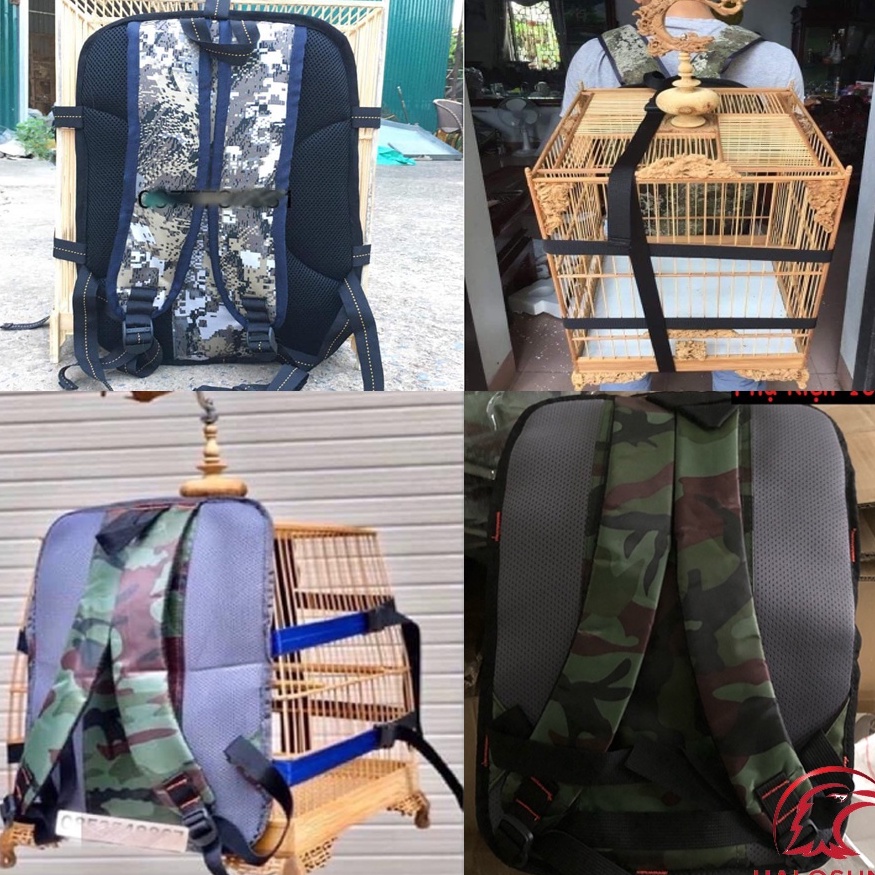 Balo đeo lồng chim MInibica chào mào,chích chòe, họa my chất liệu vải cao cấp giá rẻ PK143