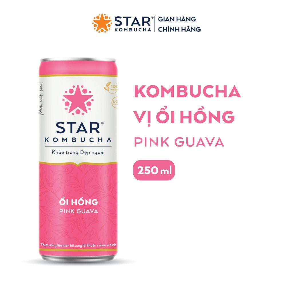 Combo 2 thùng 12 lon trà STAR KOMBUCHA mix vị  (250ml/lon) - Trà lên men vi sinh chứa probiotics