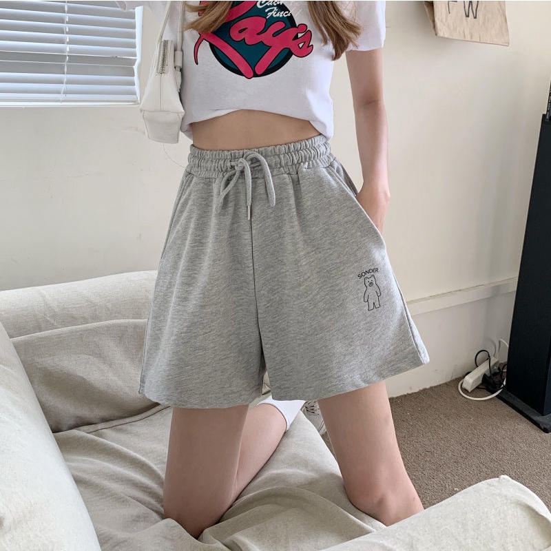 B&amp;G Quần Short Thể Thao Lưng Cao Ống Rộng Màu Đen Phong Cách Hàn Quốc Thời Trang Mùa Hè Cho Nữ quần đùi JL-DK-16