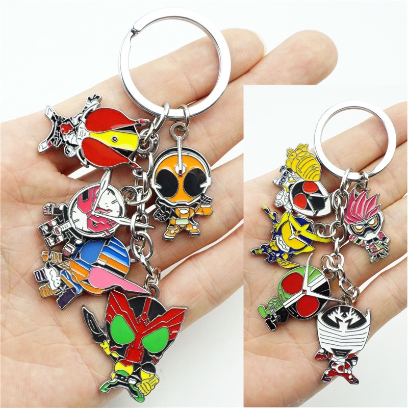 Set Móc Chìa Khóa Hình Mặt Nạ Kamen Rider 5 Trong 1 Bằng Hợp Kim