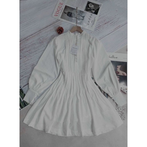 Đầm babydoll nút xếp ly Mint BT134