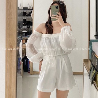 ÁO TRỄ VAI CROPTOP CHẤT VOAN TƠ KIỂU DÁNG ÁO CROPTOP TRỄ VAI DÀI TAY ULZZANG | A663
