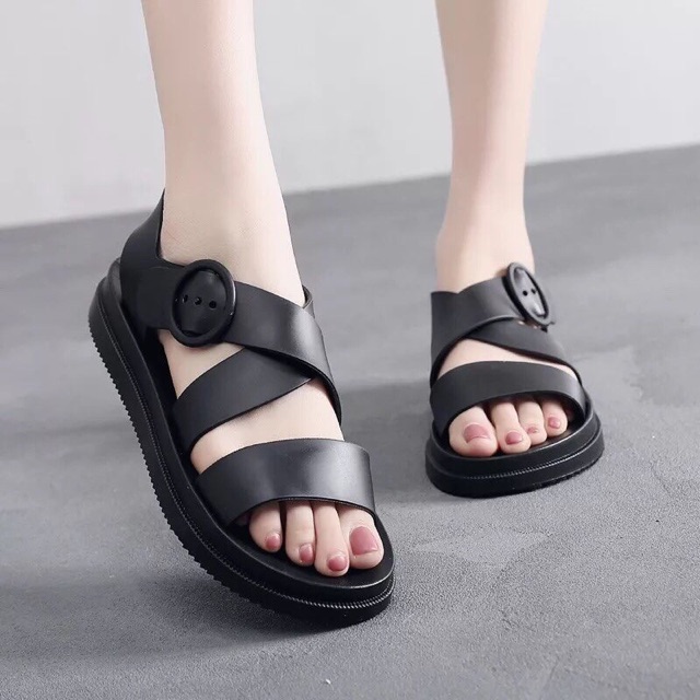 [Xả KHo Lẻ Size} Sandal đi mưa cao su dẻo quai chéo 3 màu siêu xinh