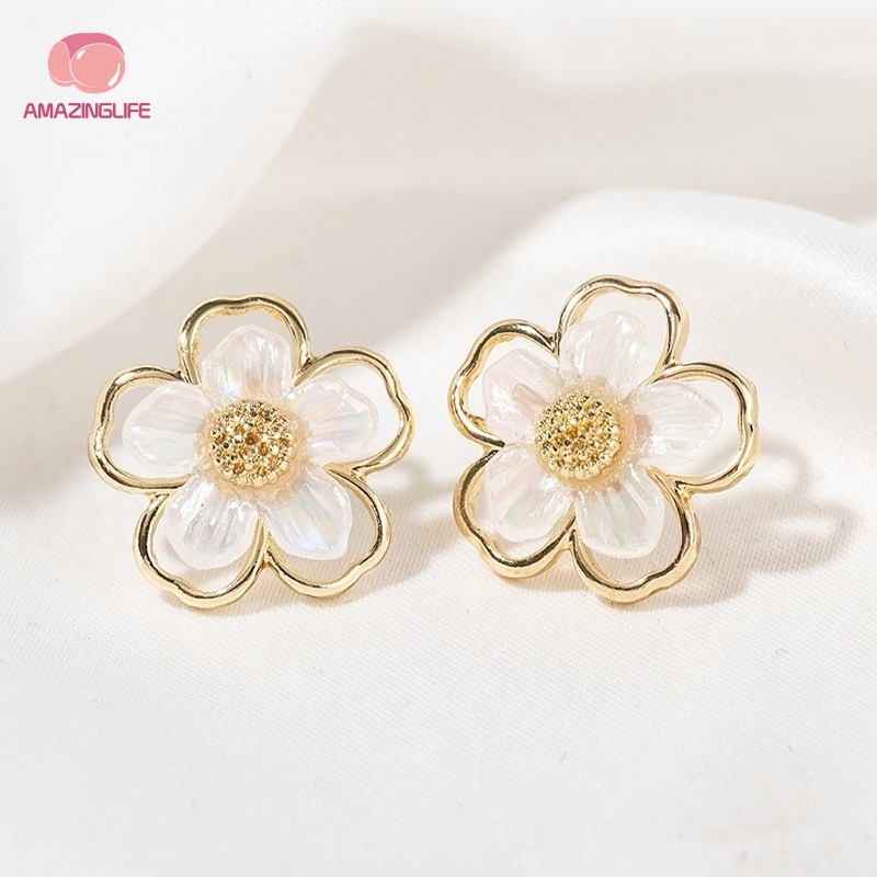 Khuyên Tai Hình Hoa Đính Đá Zircon Lấp Lánh Phong Cách Hàn Quốc Cho Nữ