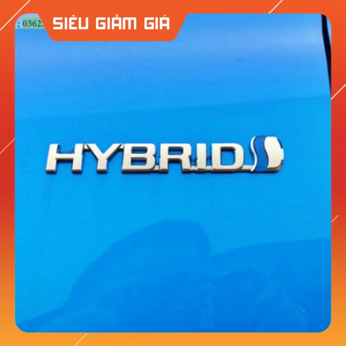 Tem Chữ Logo HYBRID 3D Thể Thao Hợp Kim Nhôm KHÔNG RỈ Dán Trang Trí Ô Tô Xe Hơi HÀNG CAO CẤP