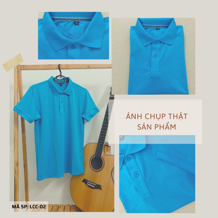 Áo phông Trơn Nam Nữ - Áo thun POLO màu XANH YA ngắn tay có cổ, Vải LACOSTE Cá sấu 4 chiều CAO CẤP, IN ẤN theo yêu cầu