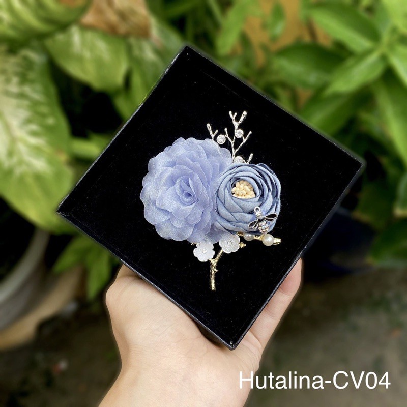 Hoa Cài Áo Handmade Vải Voan Hàn Quốc Mã SP CV04 - HUTALINA