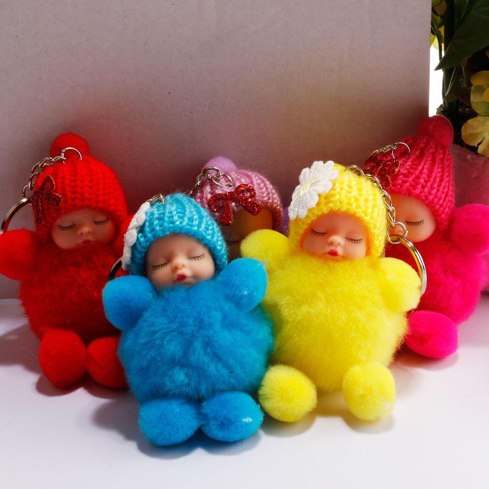 Móc Khóa Hình Em Bé Đang Ngủ Có Bóng Lông Dễ Thương