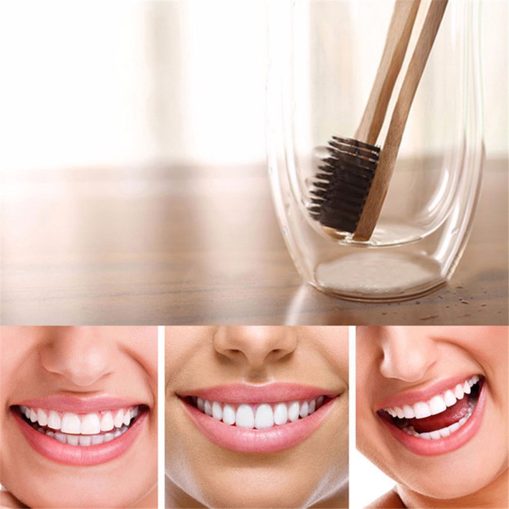 Bàn chải đánh răng lông mềm tay cầm bằng gỗ tre tự nhiên cho người lớn