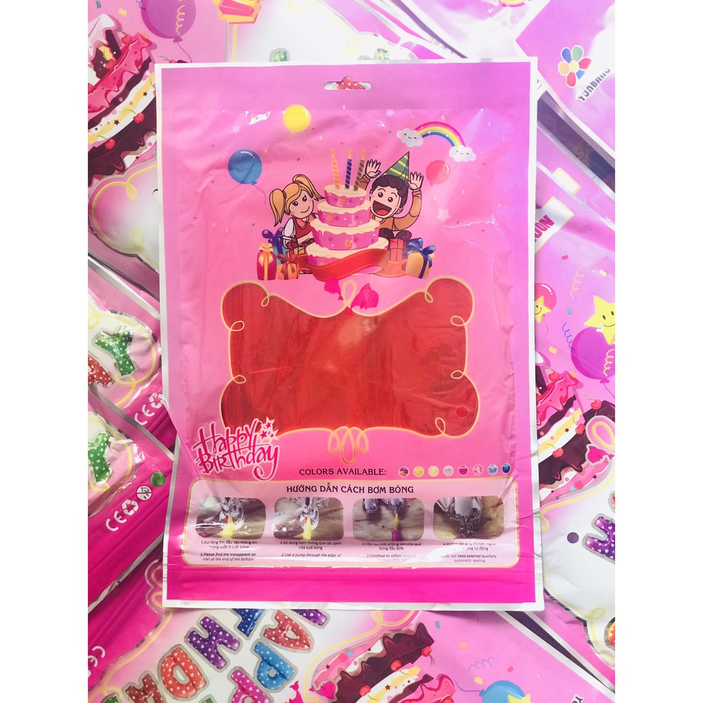 Bộ 13 bong bóng chữ HAPPY BIRTHDAY nhôm kiếng bạc nhiều màu | BigBuy360 - bigbuy360.vn