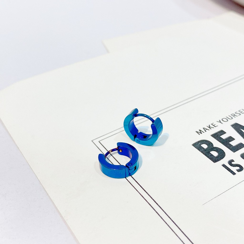 Bông Tai Khoen Tròn Bằng Thép Titan Không Gây Dị Ứng Phong Cách Hàn Quốc