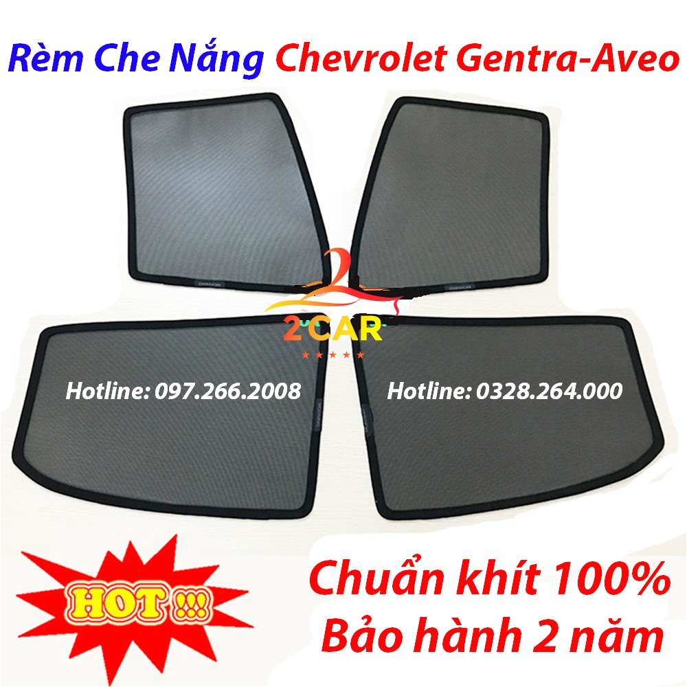 Rèm Che Nắng Xe Chevrolett Aveo + Gentra - Hàng Loại 1 có hút nam châm, BH 24 tháng