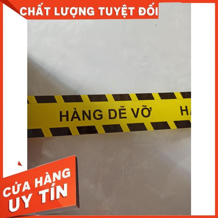 Băng dính in cảnh báo &quot;Hàng dễ vỡ&quot;-Cuộn 100ya lõi mỏng,đủ màu