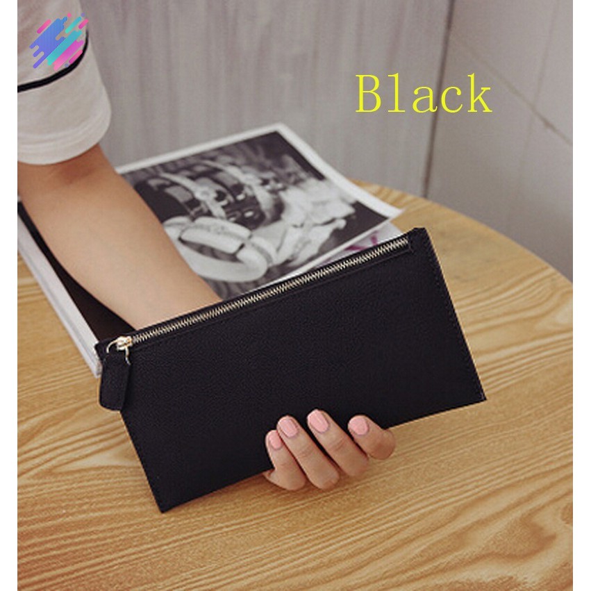 Ví da PU loại dài có khóa kéo phong cách cổ điển thời trang dành cho nữ