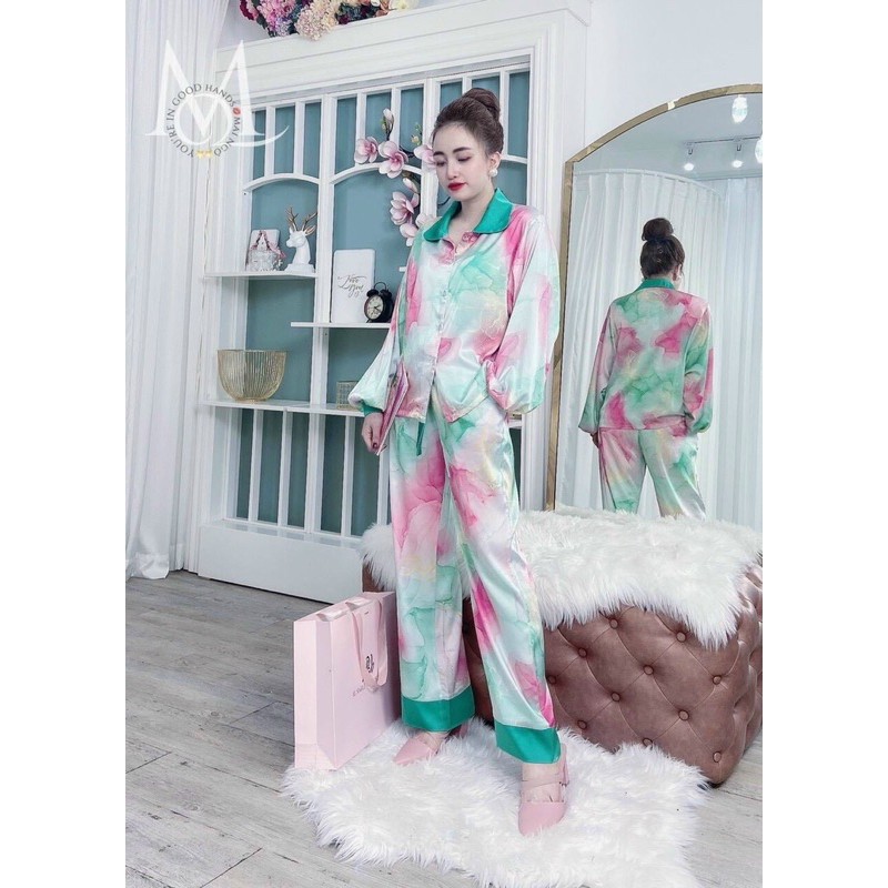 KÈM HÌNH THẬTBộ pijama cổ sen tay phồng hàng cao cấp chuẩn mịn đẹp