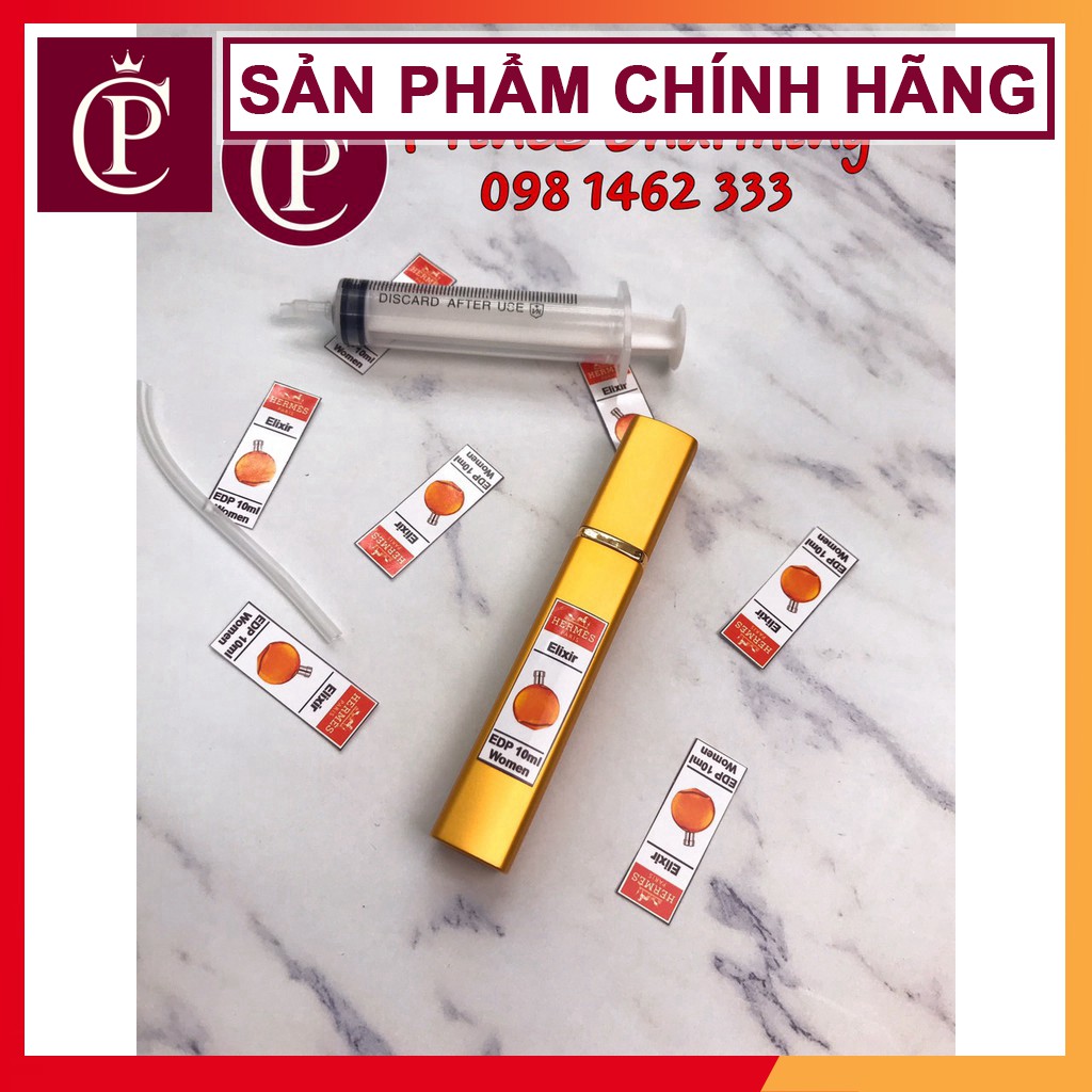 Combo Lọ + bộ chiết nước hoa: lọ chiết + Xi lanh Chiết + Tem dán