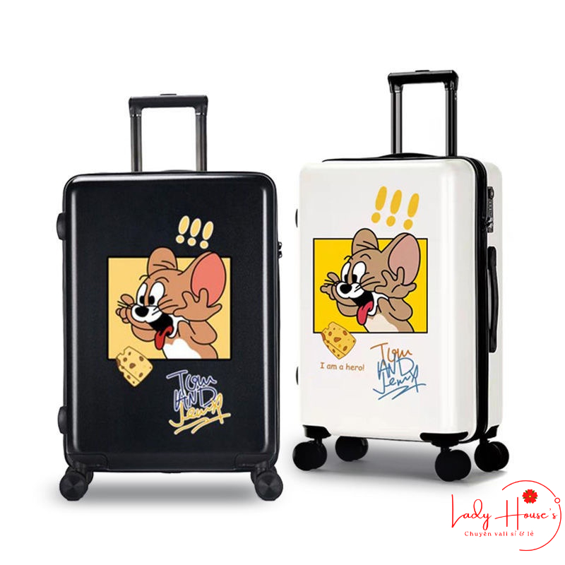 Vali Du Lịch Tay Kéo In Hình Cute Chất Liệu Nhựa Nhám PC+ABS Siêu Bền Hàng Sẵn Kho Đủ Size 20/24/26 inch