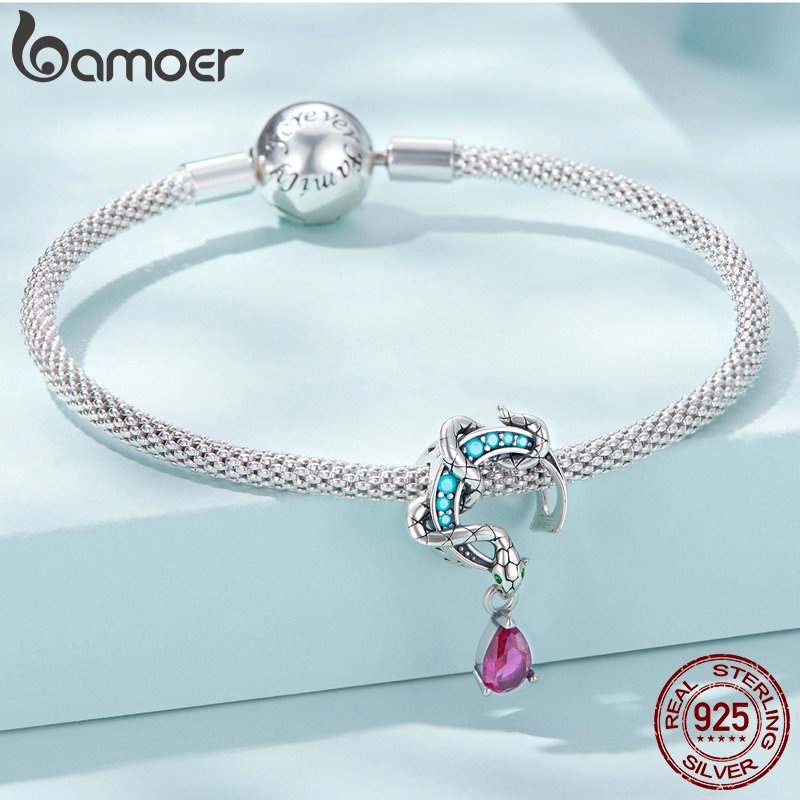 Hạt xâu BAMOER bạc 925 hình rắn tự làm vòng đeo tay