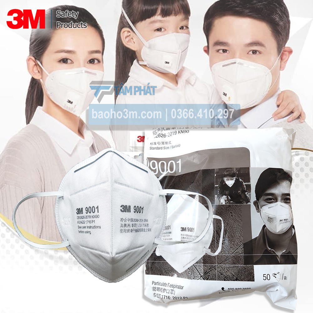 [CHÍNH HÃNG] 10 cái khẩu trang chống bụi 3M 9001 trắng
