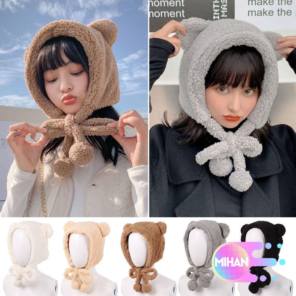 Mũ che tai phối tai gấu nhiều màu tùy chọn phong cách thời trang mùa đông cho nữ
