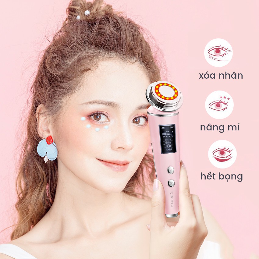 Máy massage trẻ hóa làn da 4 in 1 thải độc làm sạch sâu, nâng cơ săn chắc, chăm sóc vùng da quanh mắt QUCOTO Hồng Kông