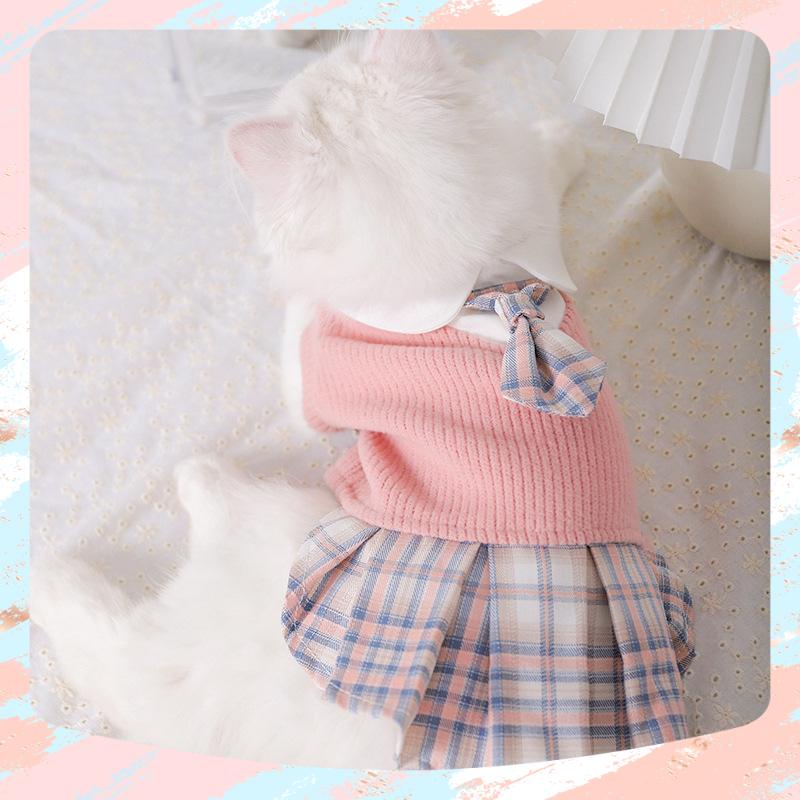 JK đầm cho thú cưng xinh xắn, đầm váy cho mèo , kèm cà vạt dễ thương